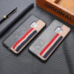 Wholesale Galaxy S9+ (Plus) Striped Hand Strap Grip Holder PU Leather Case (Brown)